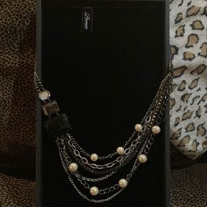 Elegant Black and Pearl Multi-Strand Necklace